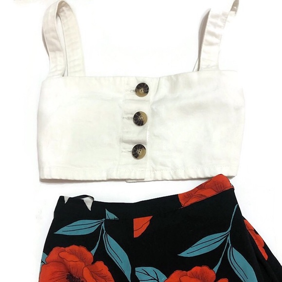 Topshop Moto White Denim Button Up Crop Bralette - Picture 2 of 5